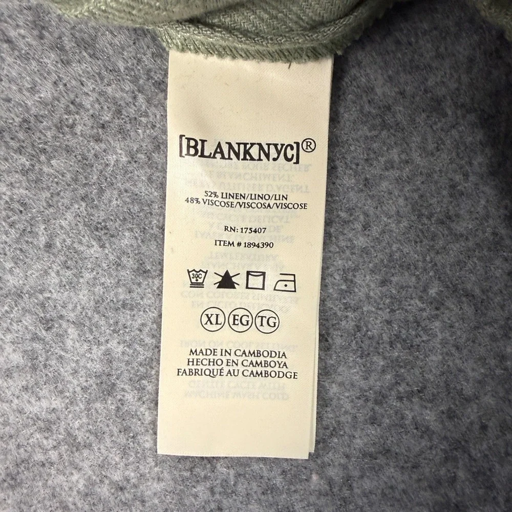 Blank NYC Green Linen Blend‎ Pull On Shorts XL High Rise 5 Inch Inseam 1894390